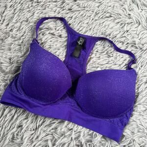 Smart and Sexy Sparkle Purple Racerback Padded Push Up Athletic Sports Bra